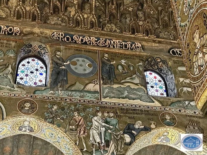 Mosaik mit runder Welt in der Cappella Palatina