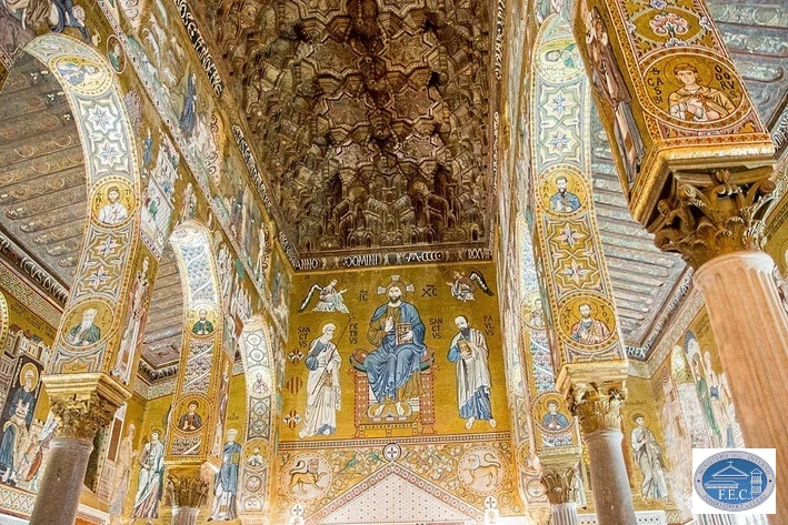 Mosaik von Christus mit Peter und Paul im Mittelschiff der Cappella Palatina