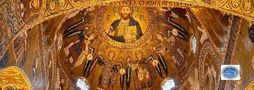 Blick hoch zur Kuppel der Cappella Palatina