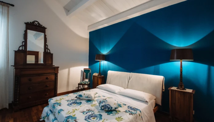 Bild vom blauen Schlafzimmer im Palermo Hotel BnB Vintage