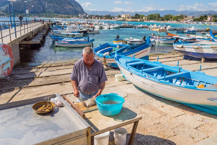 Fischer am Palermo Strand Mondello