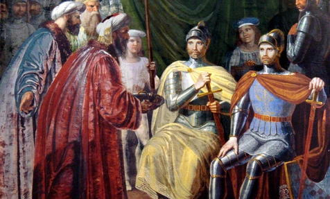 Roger von Sizilien empfängt die Schlüssel der Stadt