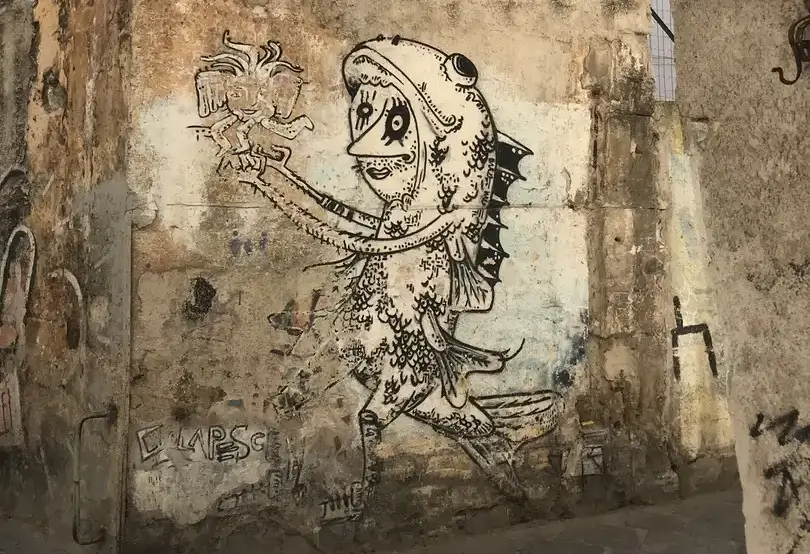 Street Art in einer Gasse in Palermos Altstadt