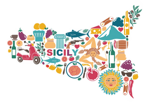 Illustration einer Sizilien Karte
